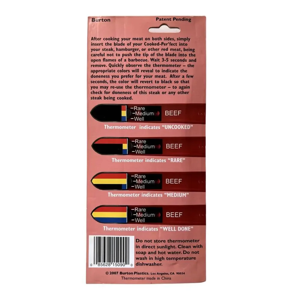 Beef Thermometer Burton 15090 Indoor Outdoor Reusable New Sealed
